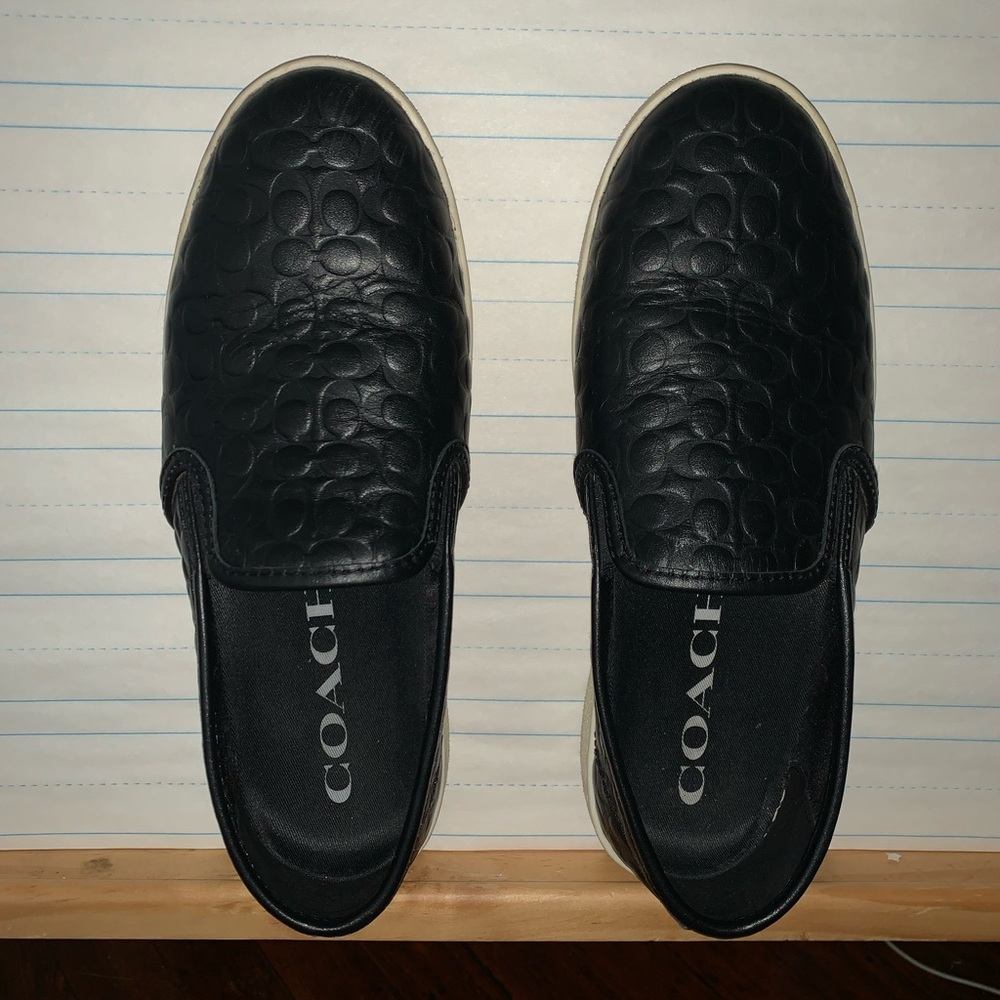 COACH monogram leather slide sneaker